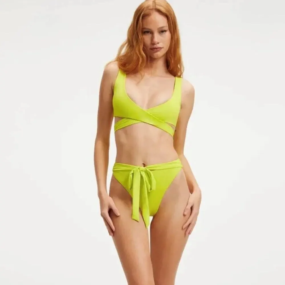 Good American 10 Ways to Wear Plunge Convertible Bikini Set Electric Yellow